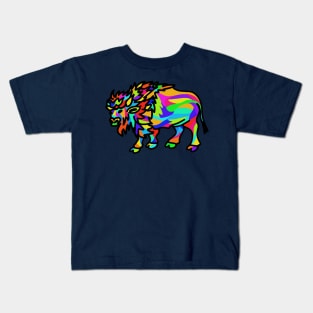 A Colorful Buffalo in Buffalo Kids T-Shirt